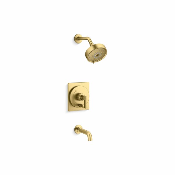 Kohler Rite-Temp Bath And Shower Trim Kit 1.75 GPM in Vibrant Brushed Moderne Brass T35918-4G-2MB